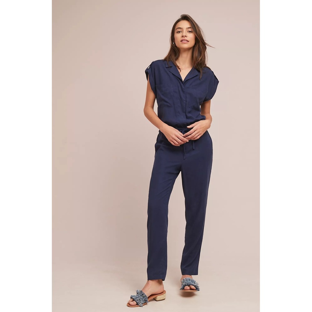 Sanctuary x Anthropologie 
Surplice
Jumpsuit Womens Navy Blue Utility Medium